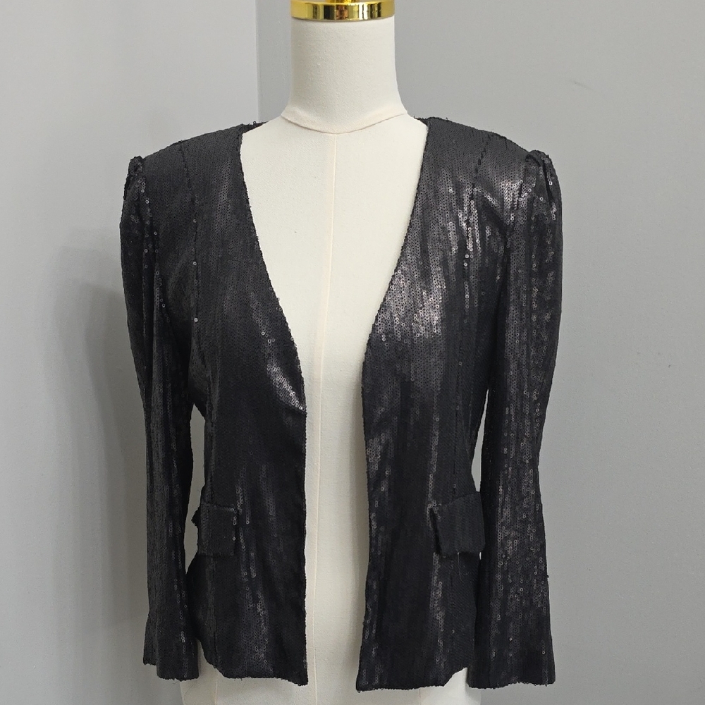 Vintage Y2K Aqua Black Sequin Blazer